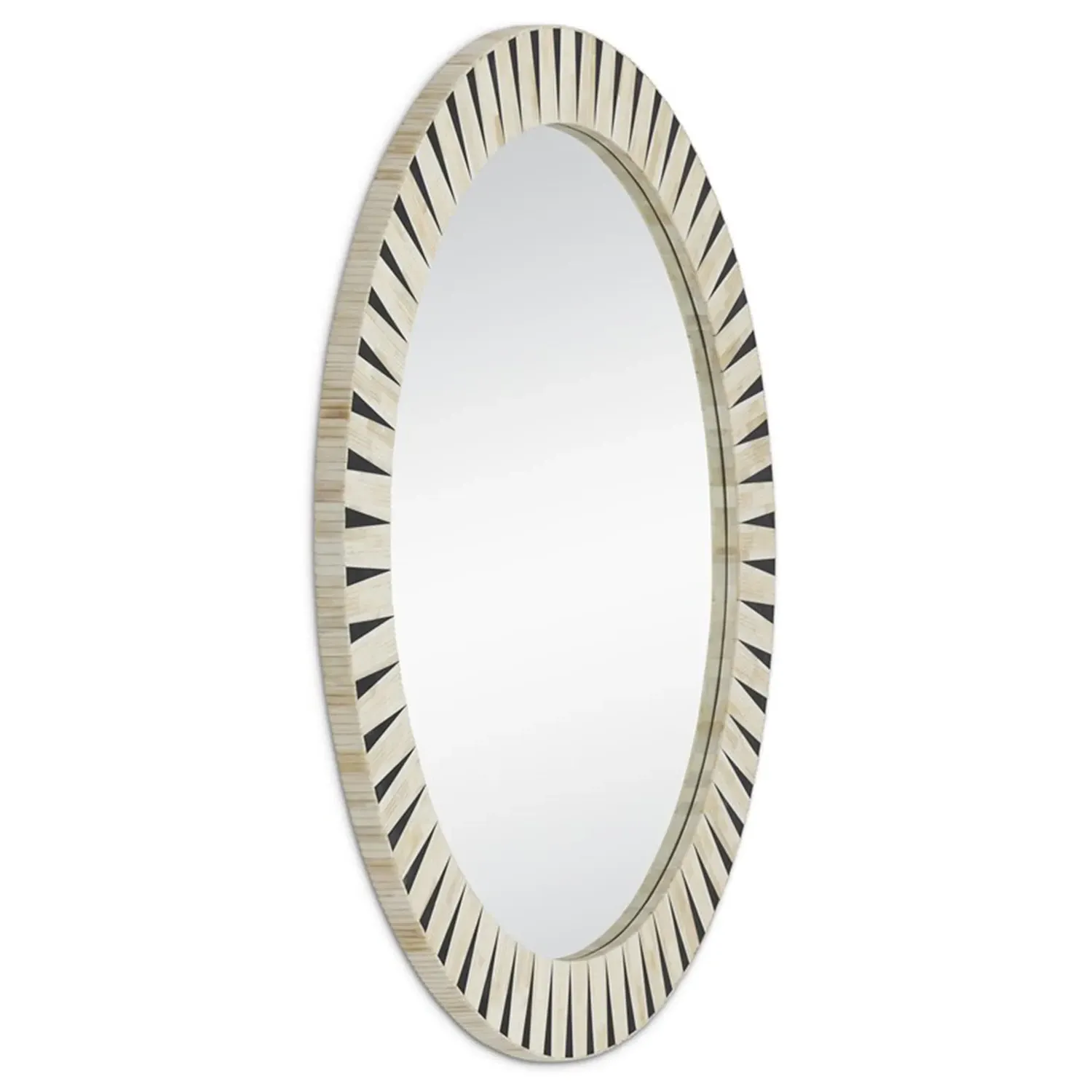 Zion Round Wall Mirror - Cream, Bone Resin