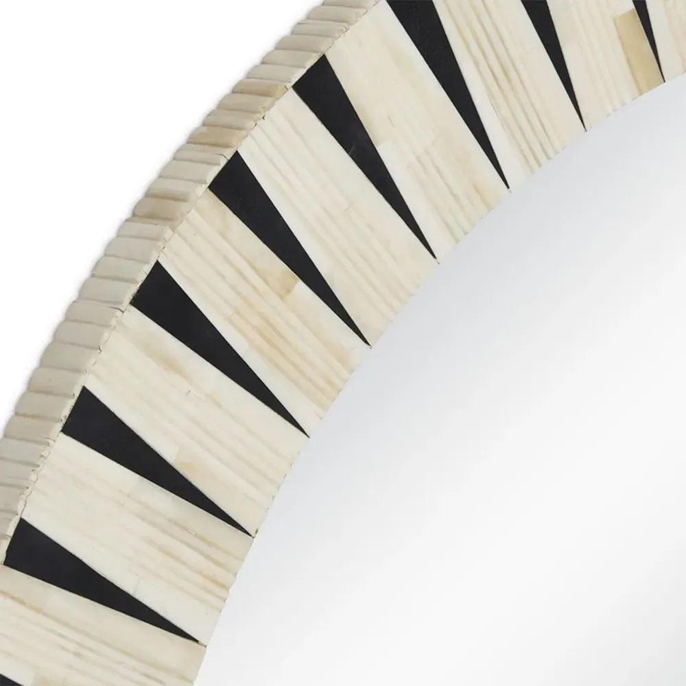 Zion Round Wall Mirror - Cream, Bone Resin