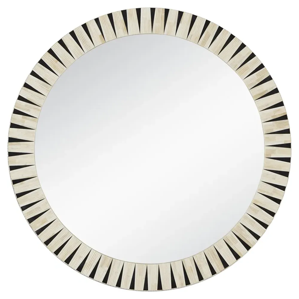 Zion Round Wall Mirror - Cream, Bone Resin image