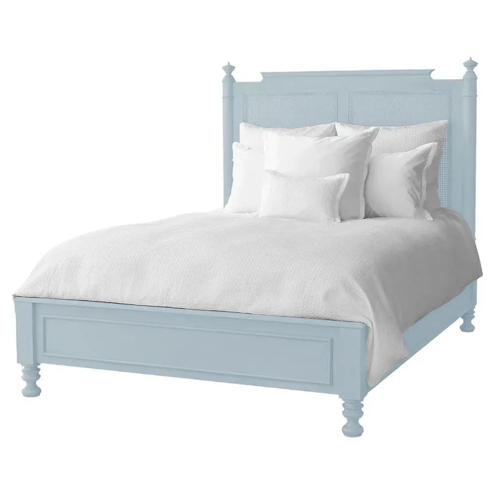 Zoey King Size Bed Frame - Light Blue, Alder Wood