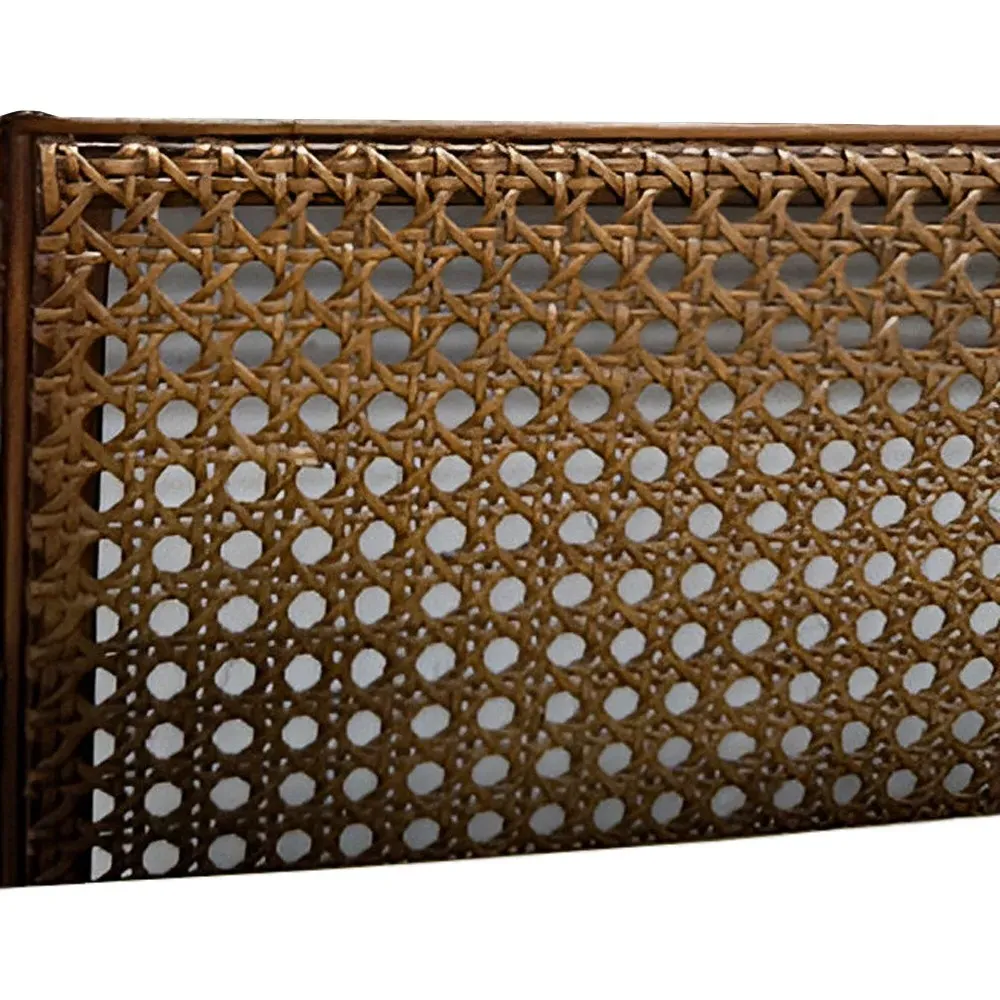 Zoey King Size Woven Cane Bed - Pecan Brown, Alder Wood