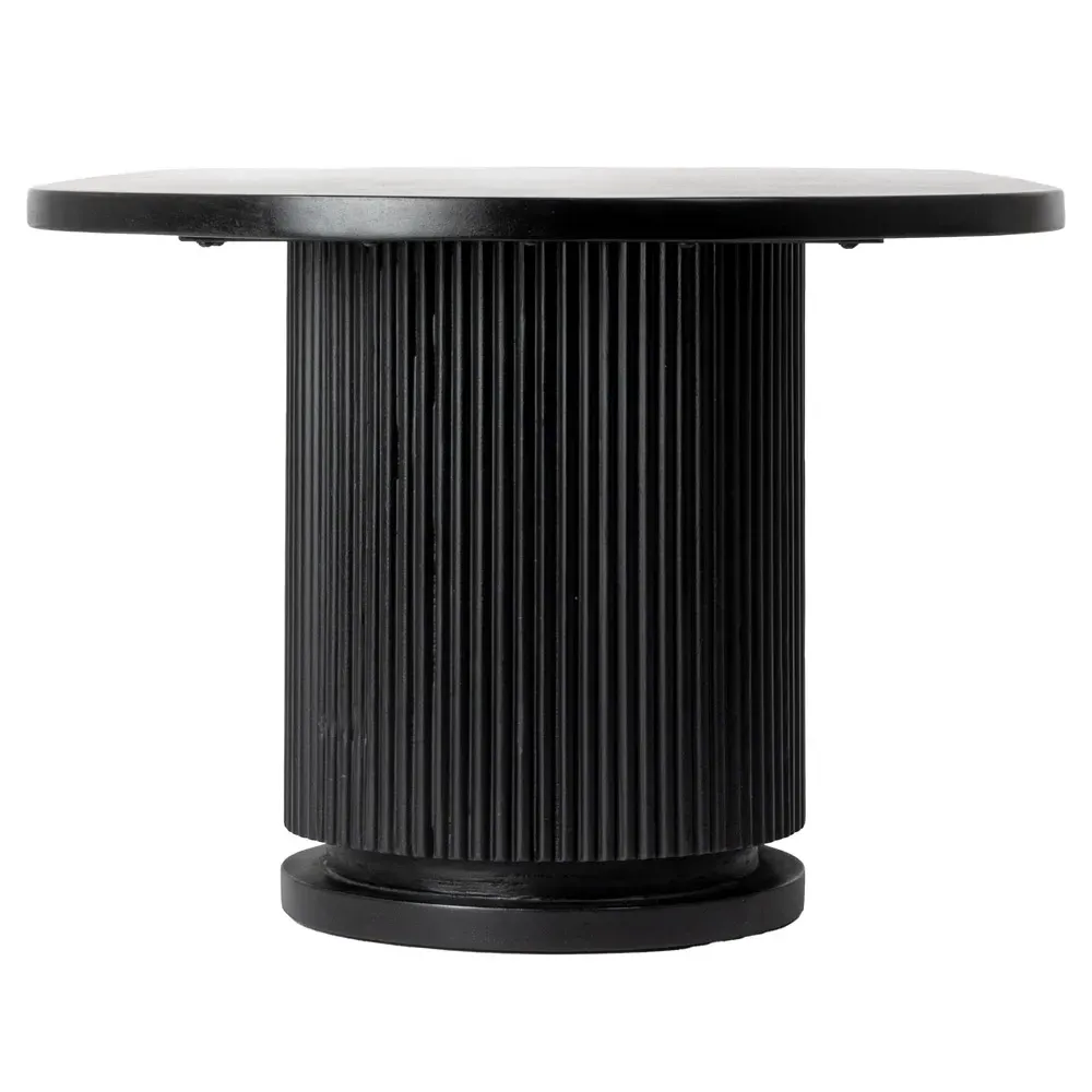 Zoey Oval Coffee Table with Ribbed Design - Black, Mango Wood