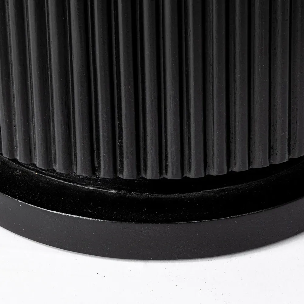 Zoey Oval Coffee Table with Ribbed Design - Black, Mango Wood