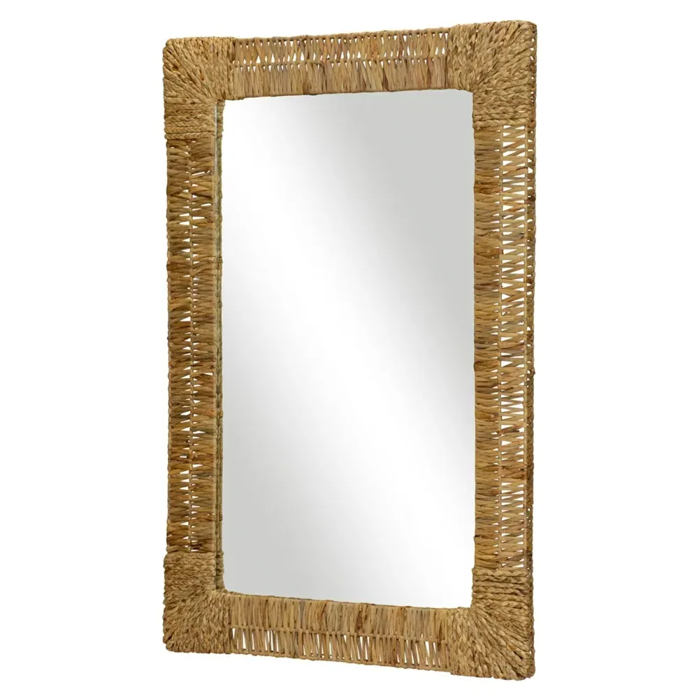 Zoey Oversized Rectangular Wall Mirror - Natural Brown, Jute
