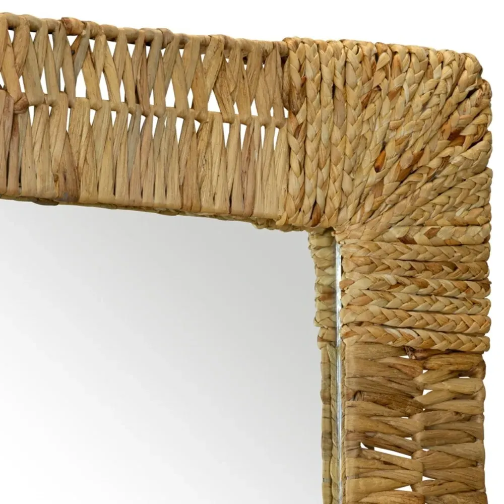 Zoey Oversized Rectangular Wall Mirror - Natural Brown, Jute