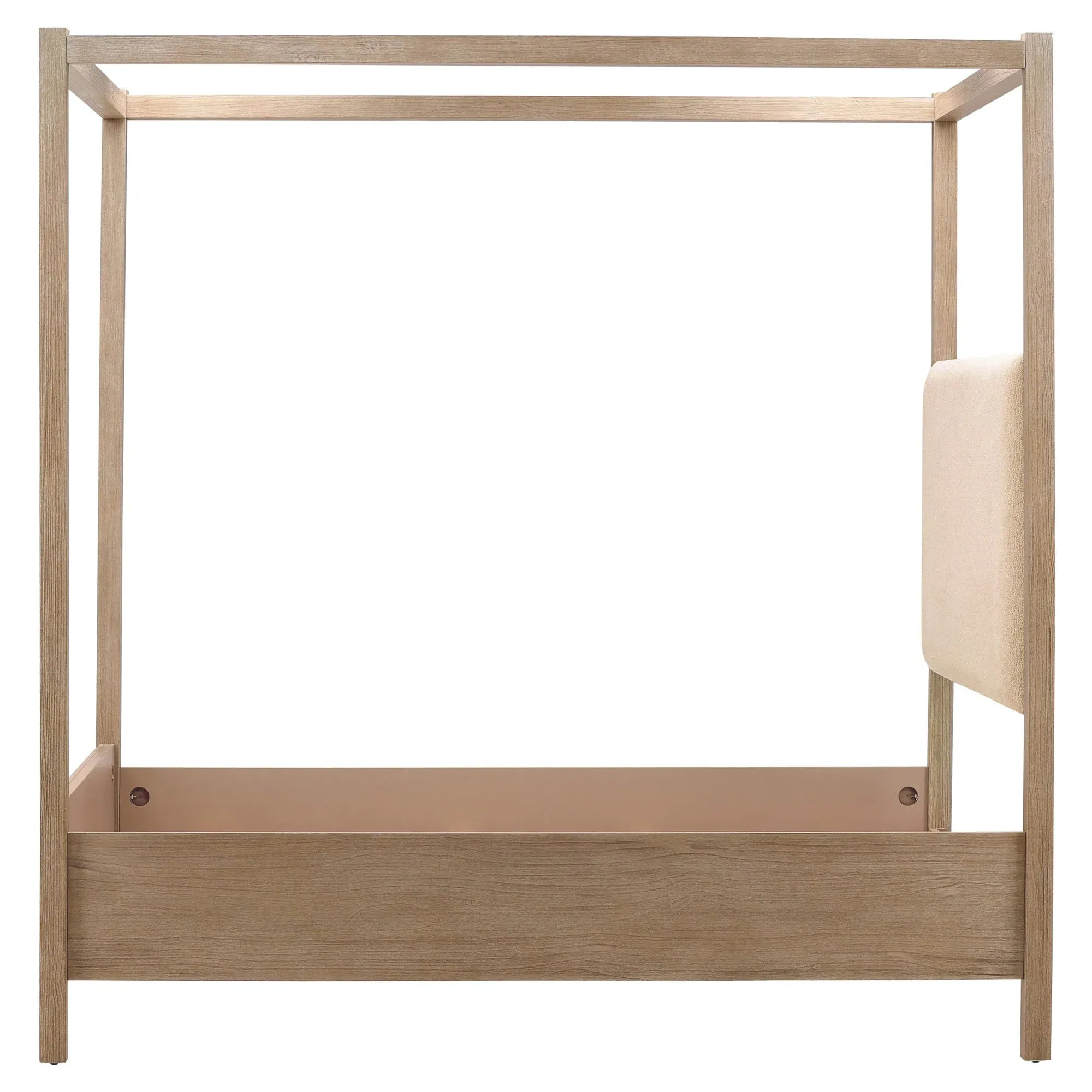 Zoey Queen Size Canopy Bed - Brown, Pine