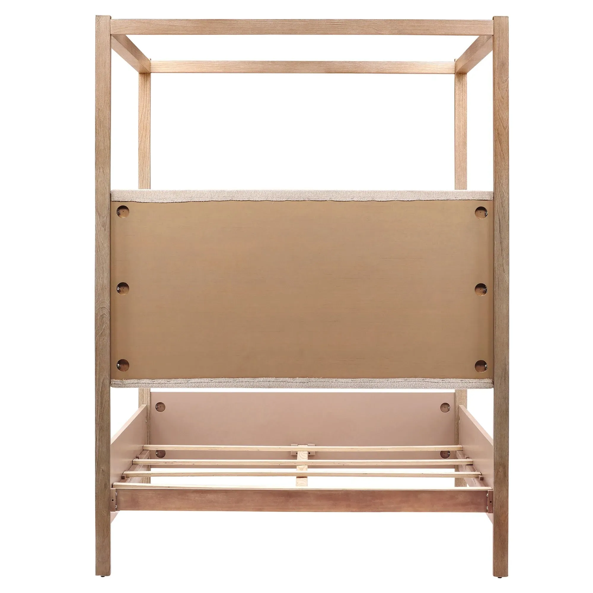Zoey Queen Size Canopy Bed - Brown, Pine