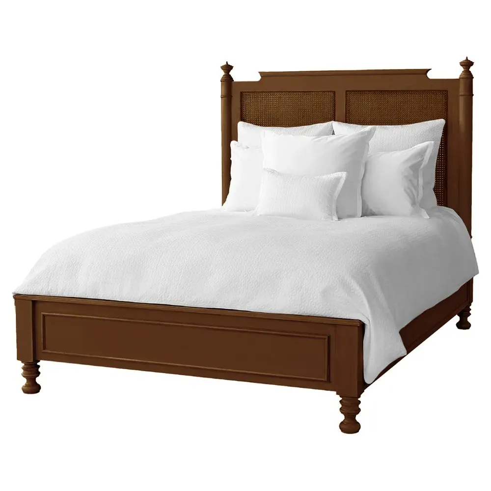 Zoey Queen Size Woven Cane Bed - Pecan Brown, Alder Wood image