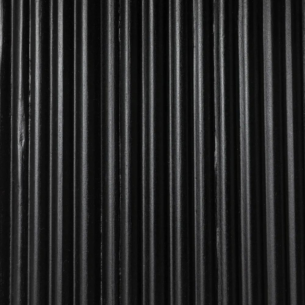 Zoey Round Coffee Table with Ribbed Design - Black, Mango Wood