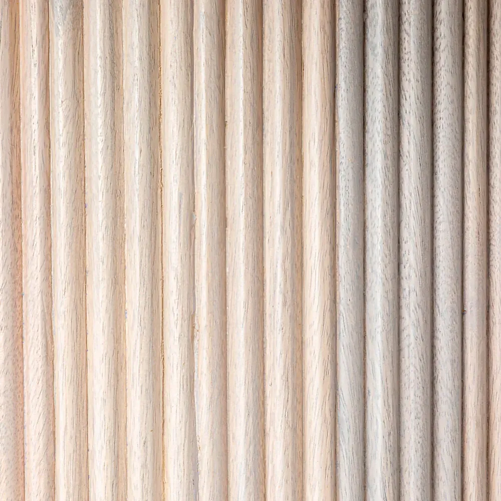 Zoey Round Coffee Table with Ribbed Design - Bleached Beige, Mango Wood