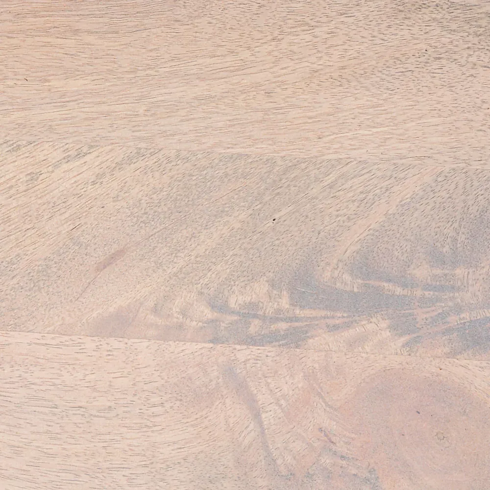 Zoey Round Coffee Table with Ribbed Design - Bleached Beige, Mango Wood