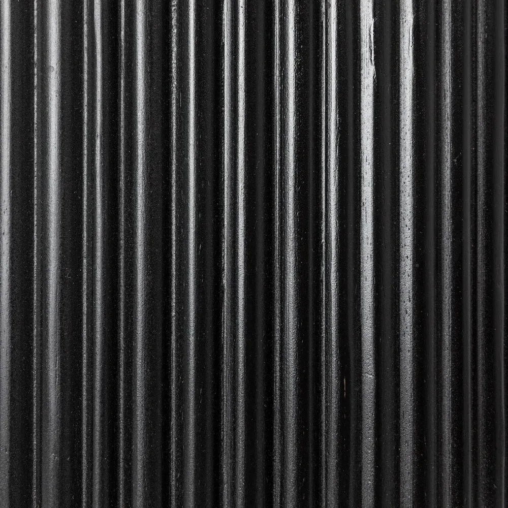 Zoey Round Side Table with Ribbed Design - Black, Mango Wood