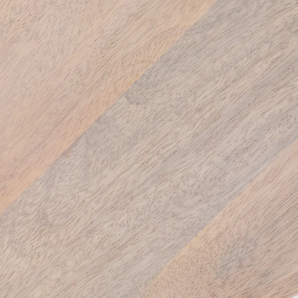 Zoey Round Side Table with Ribbed Design - Bleached Beige, Mango Wood