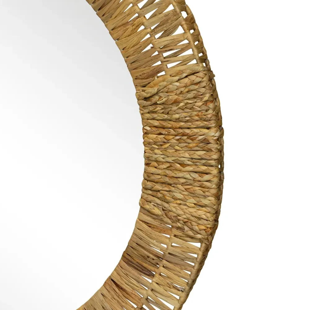 Zoey Round Wall Mirror - Natural Brown, Jute