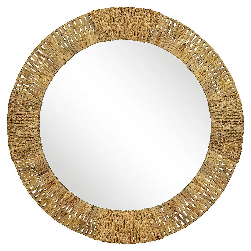 Zoey Round Wall Mirror - Natural Brown, Jute image