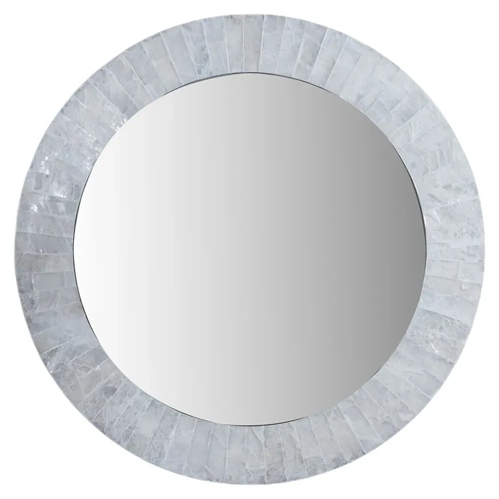 Zoey Round Wall Mirror - Silver, Selenite Crystal image