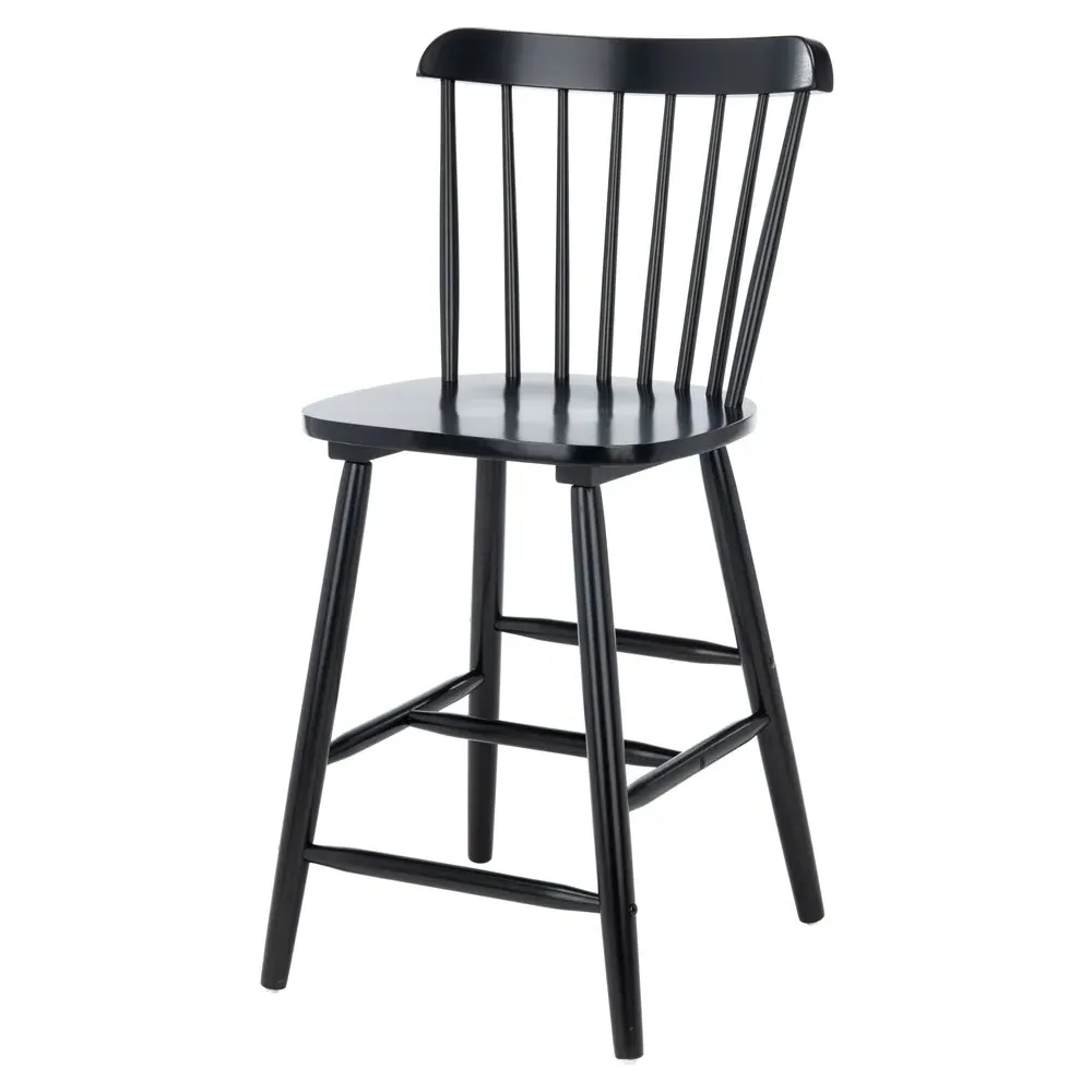 Zoey Windsor Counter Stool Set of 2 - Black, Rubberwood