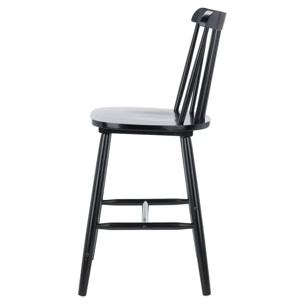 Zoey Windsor Counter Stool Set of 2 - Black, Rubberwood
