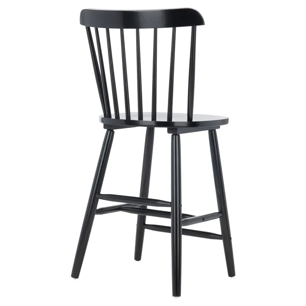 Zoey Windsor Counter Stool Set of 2 - Black, Rubberwood