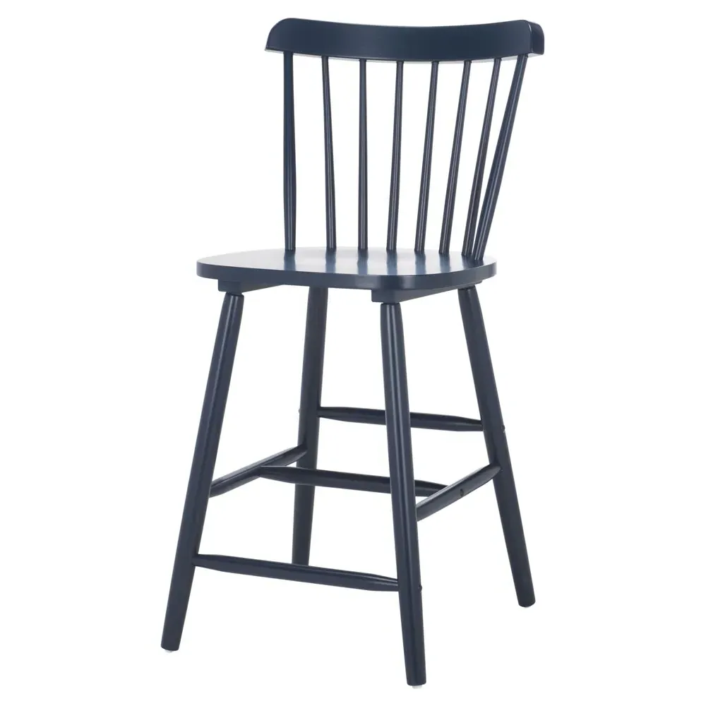 Zoey Windsor Counter Stool Set of 2 - Navy Blue, Rubberwood