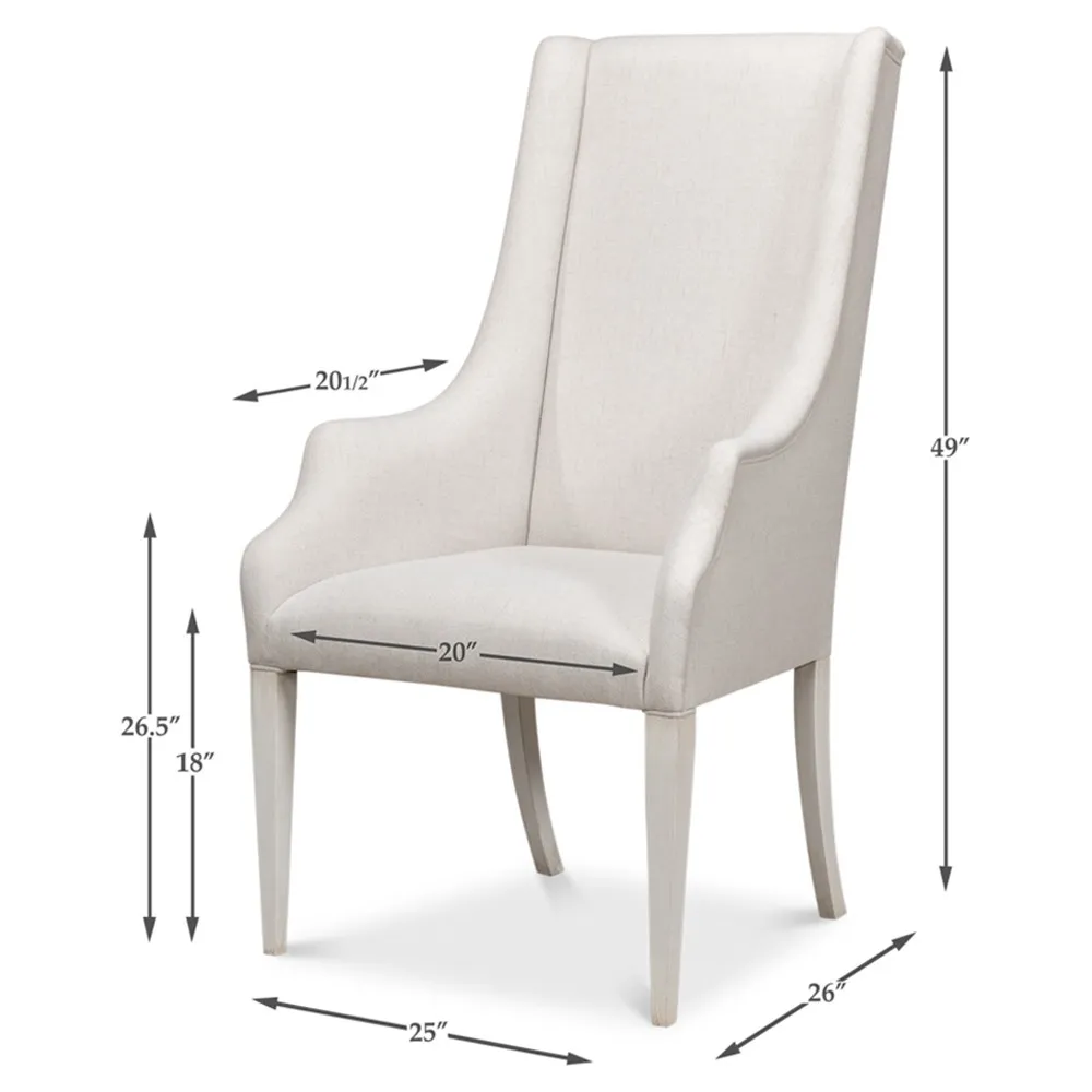 Zoey Wing Back Dining Chair - Cream, Linen