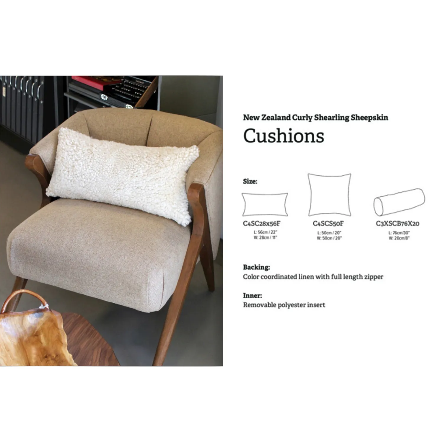 Zola Lumbar Pillow - Light Brown, Sheepskin