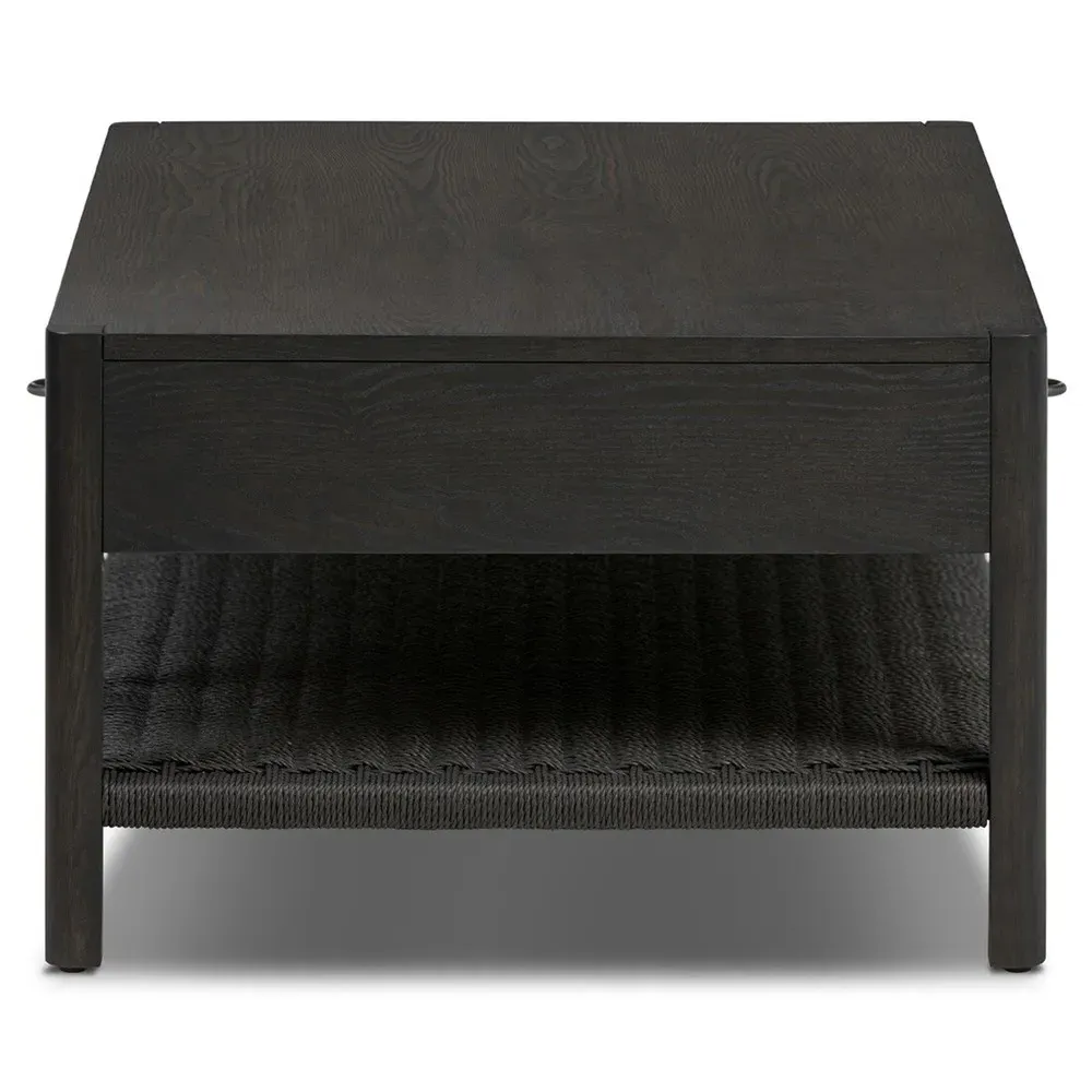 Zulu Rectangular Coffee Table with Drawer - Black, Ash Wood