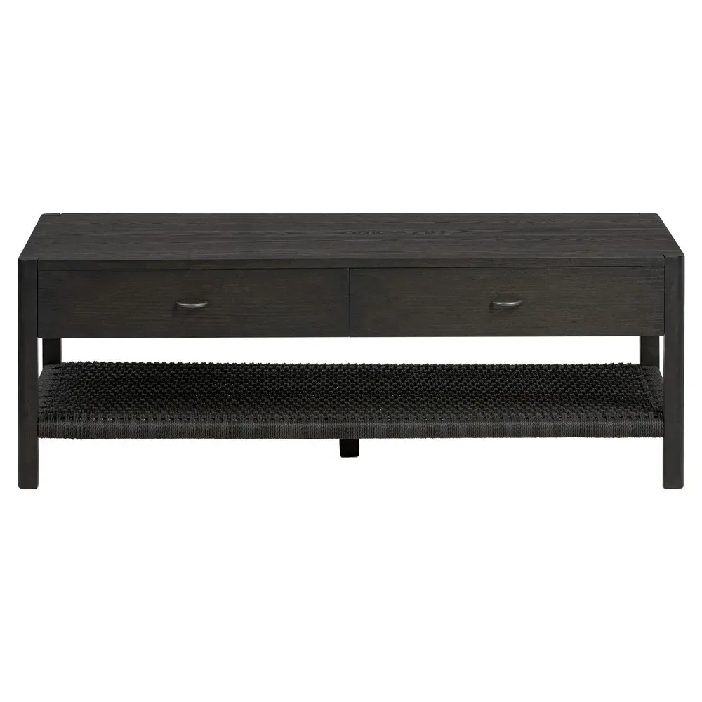 Zulu Rectangular Coffee Table with Drawer - Black, Ash Wood image