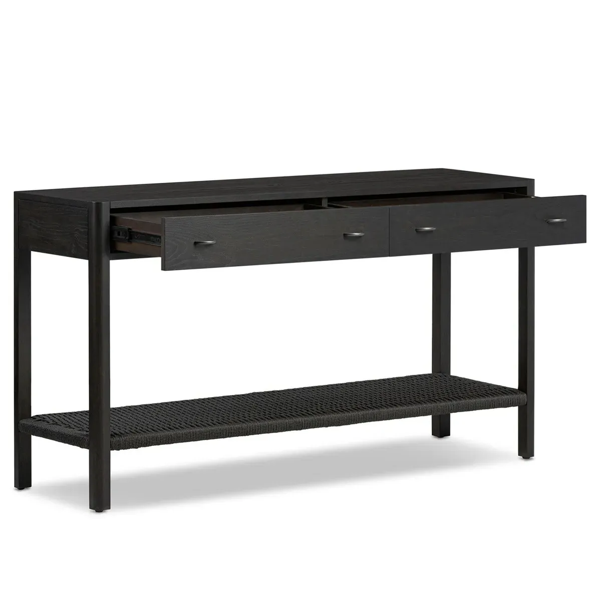 Zulu Rectangular Console Table with Storage - Black, Ash
