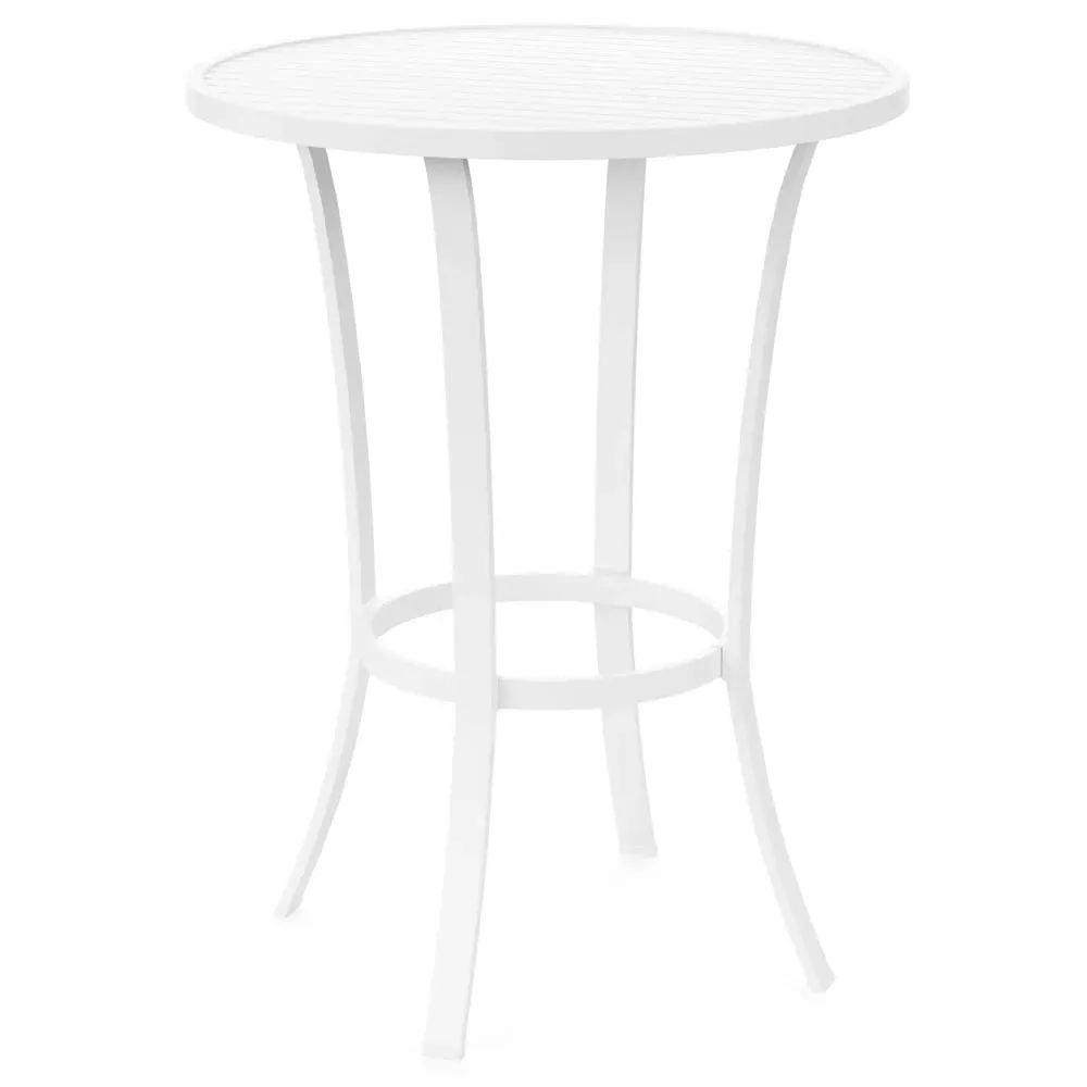 Zuri Round Outdoor Dining Bar Table - White, Aluminum