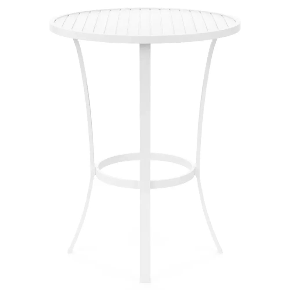 Zuri Round Outdoor Dining Bar Table - White, Aluminum image