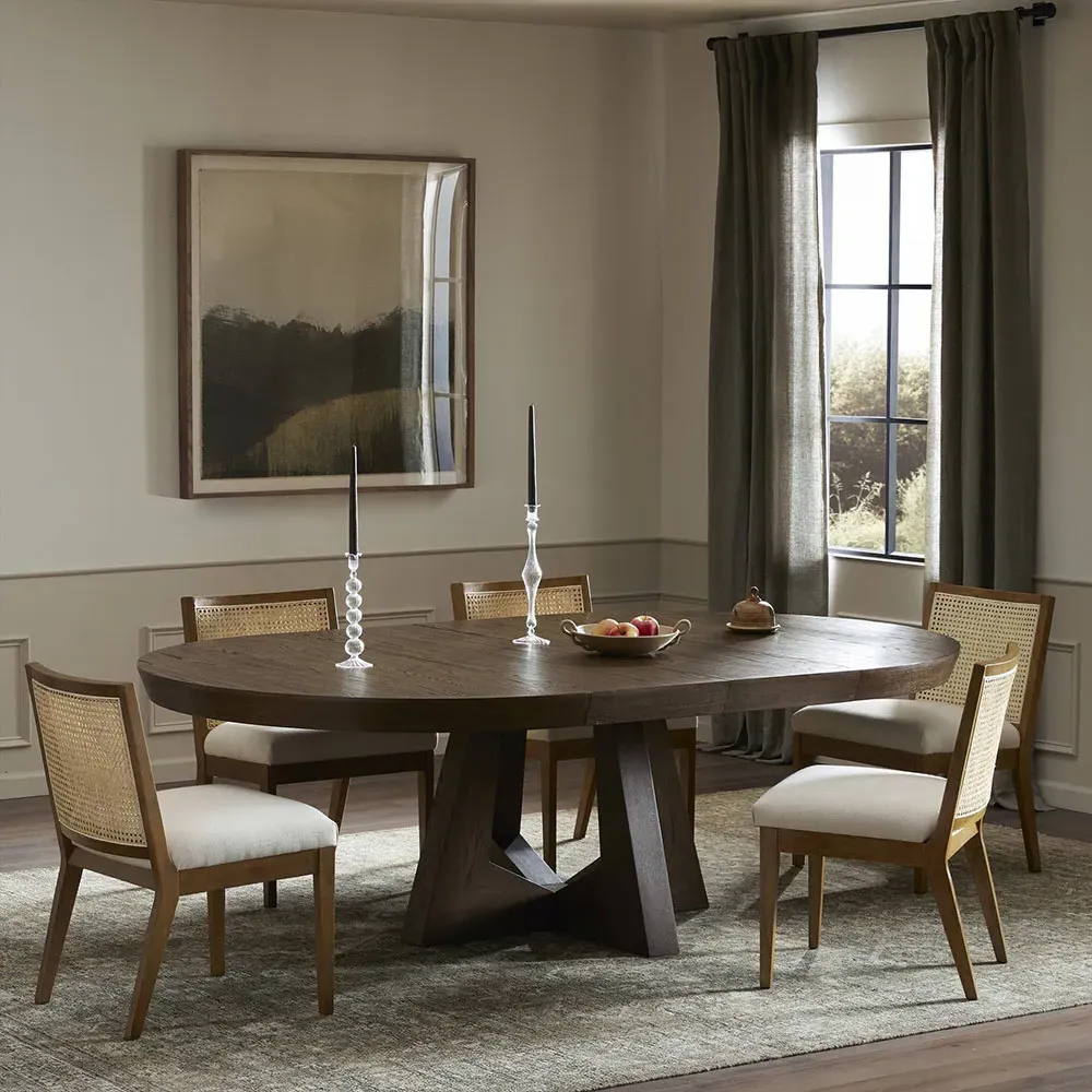 Zylvia Round Extendable Dining Table - Dark Brown, Oak