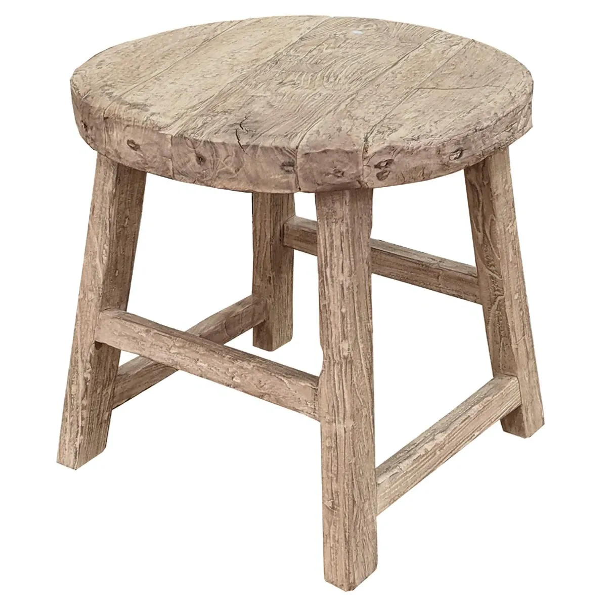 Zyra Round Side Table - Brown, Elm Wood image