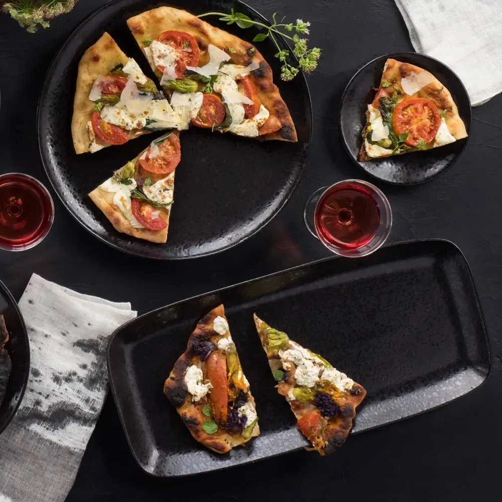 Alchimie Large Rectangular Platter - Reactive Black, Earthenware