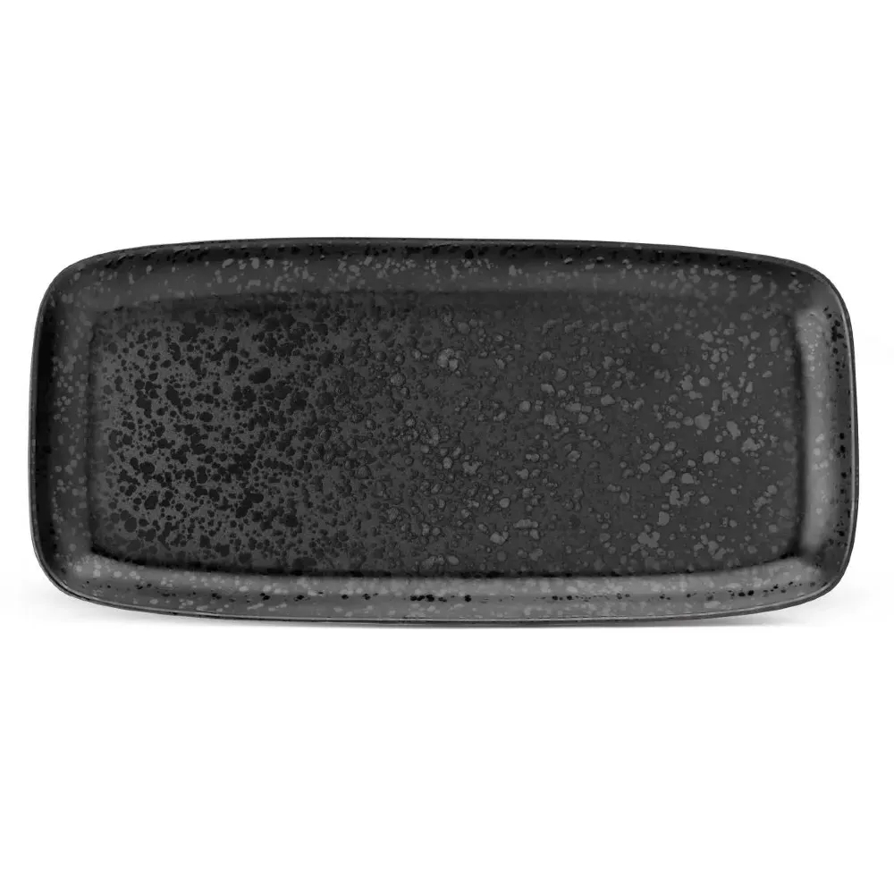 Alchimie Large Rectangular Platter - Reactive Black, Earthenware