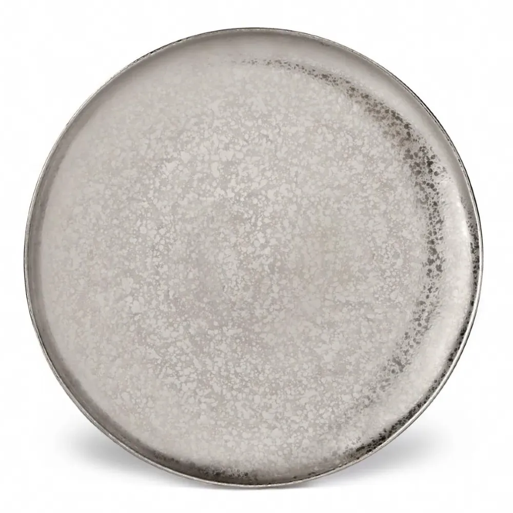 Alchimie Round Charger Plate - Reactive Platinum, Earthenware
