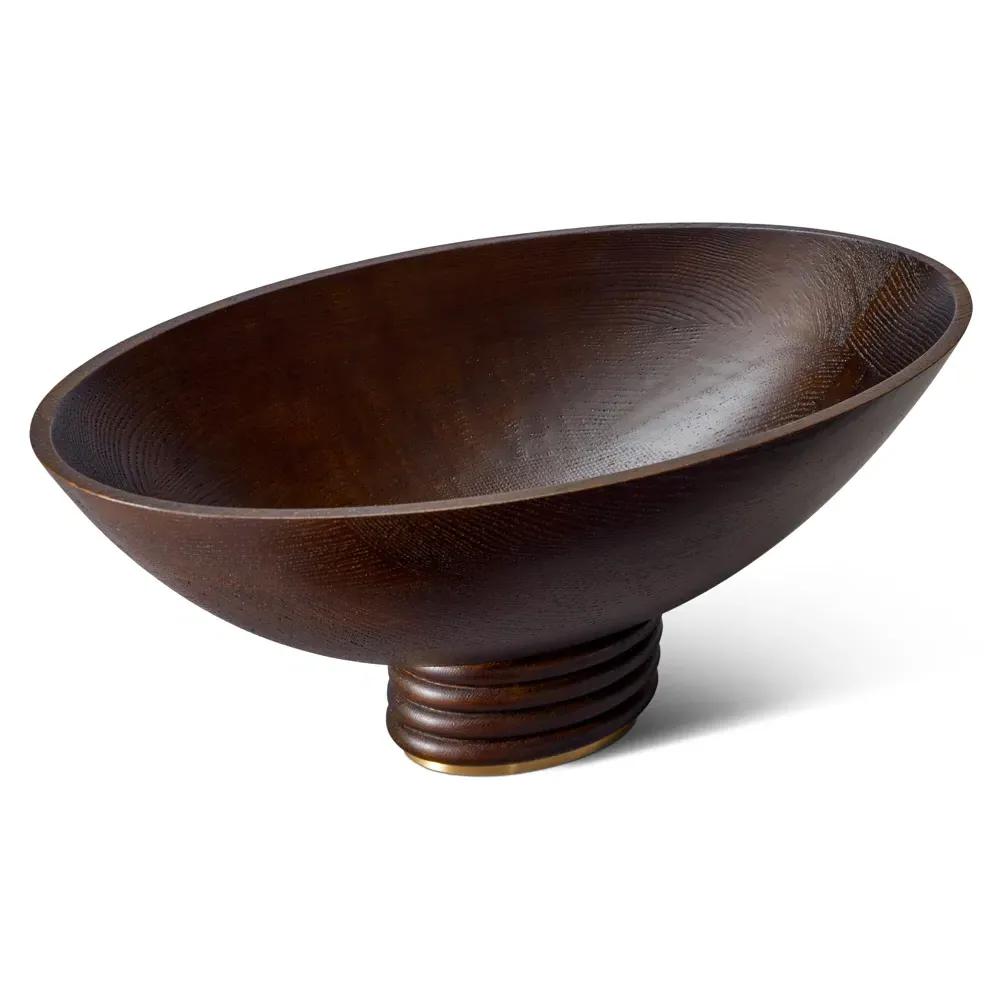 Alhambra Oval Footed Serving Bowl - Brown, Ash Wood