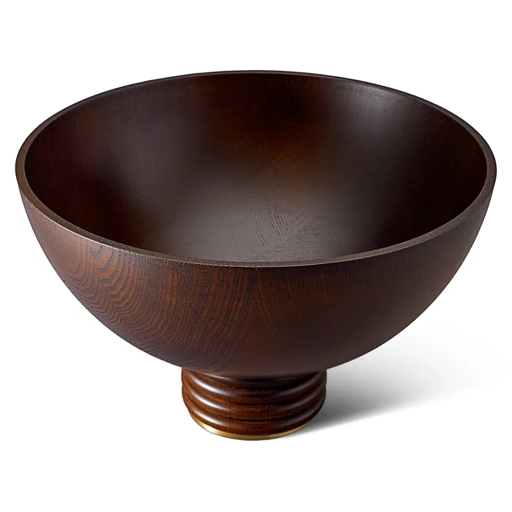 Alhambra Round Footed Serving Bowl - Brown, Ash Wood