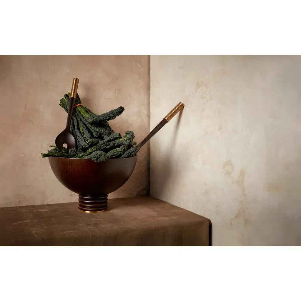 Alhambra Round Footed Serving Bowl - Brown, Ash Wood