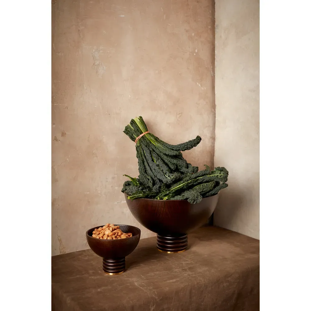 Alhambra Round Footed Serving Bowl - Brown, Ash Wood