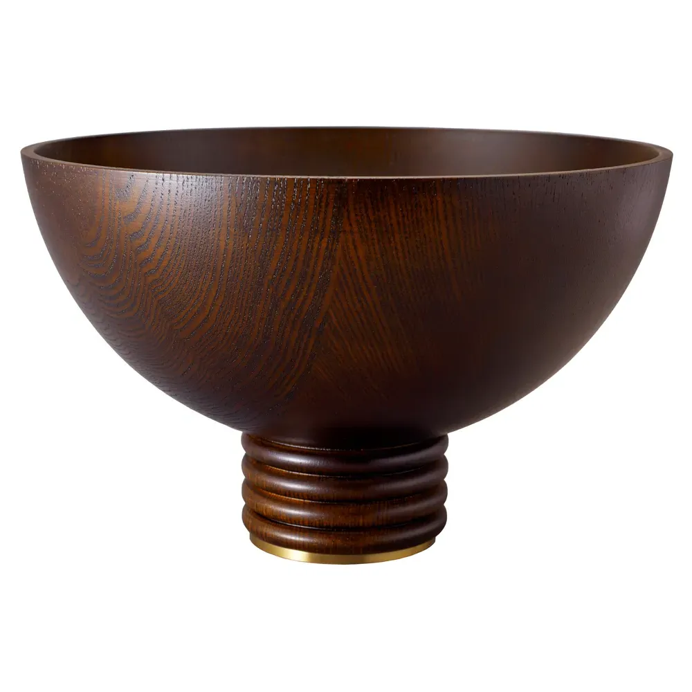 Alhambra Round Footed Serving Bowl - Brown, Ash Wood image