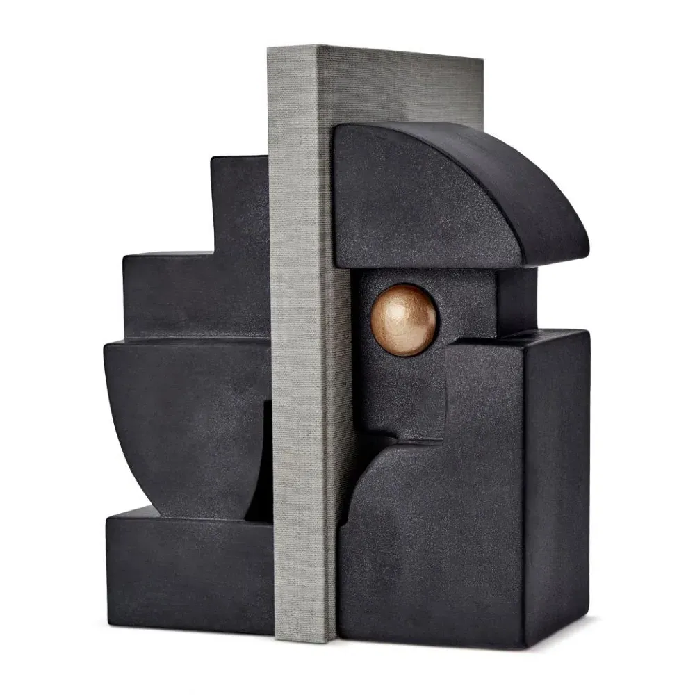 Cubisme Textured Bookend - Black, Earthenware