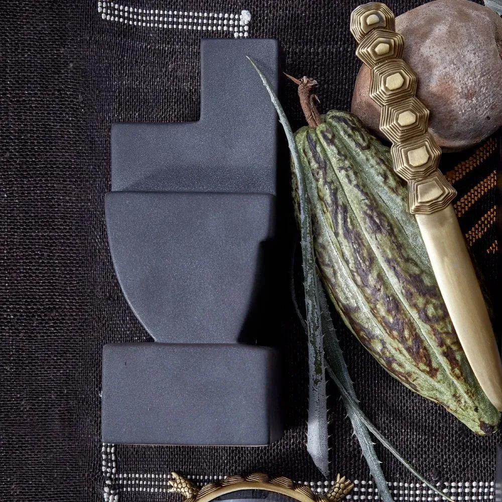 Cubisme Textured Bookend - Black, Earthenware