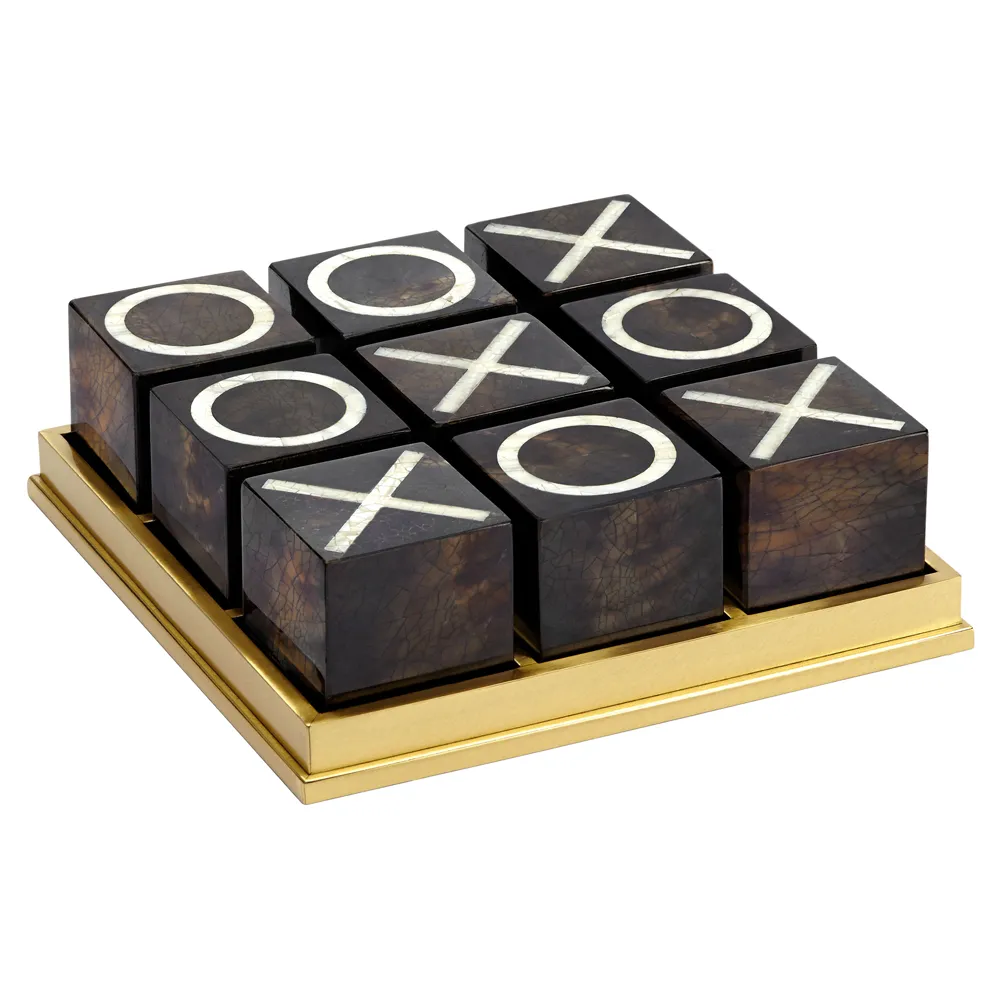 Deco Tic Tac Toe Game - Black, Natural Shells