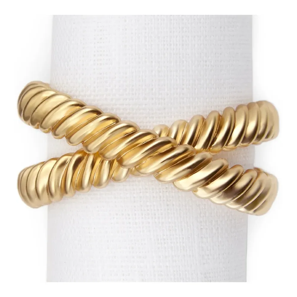 Deco Twist Napkin Ring Set of 4 - Gold, Metal image
