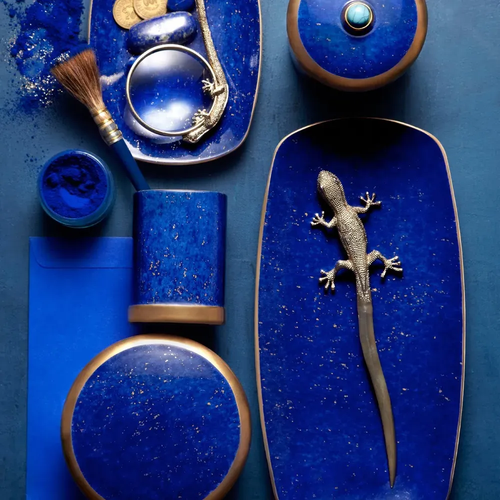 L'Objet Lapis Small Rectangular Tray - Blue, Porcelain