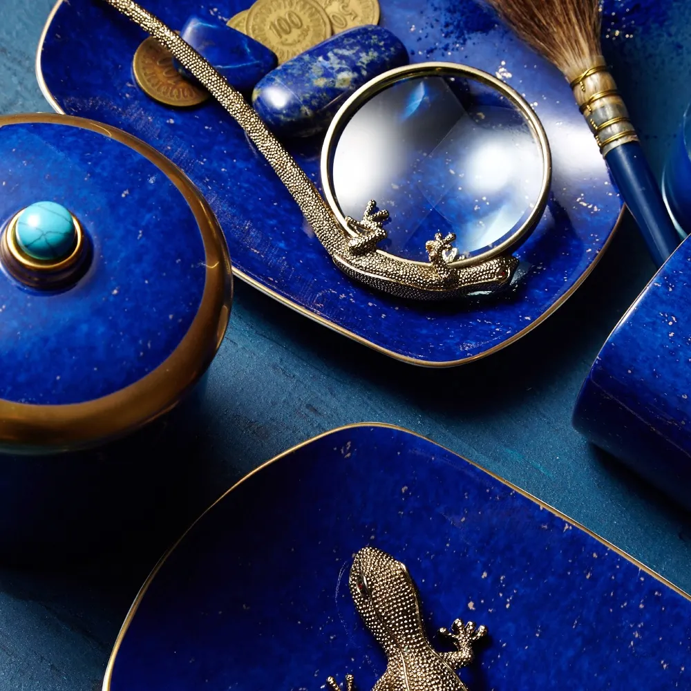 L'Objet Lapis Small Rectangular Tray - Blue, Porcelain
