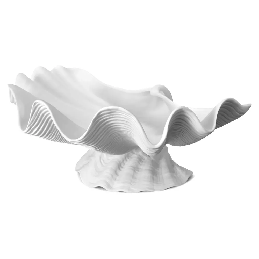 Neptune Extra Large Footed Serving Bowl - White, Porcelain