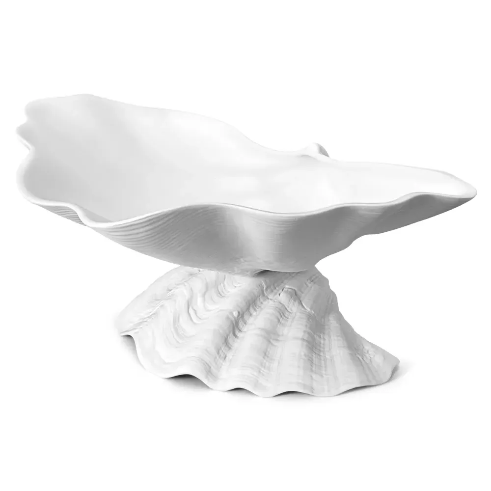 Neptune Large Footed Serving Bowl - White, Porcelain