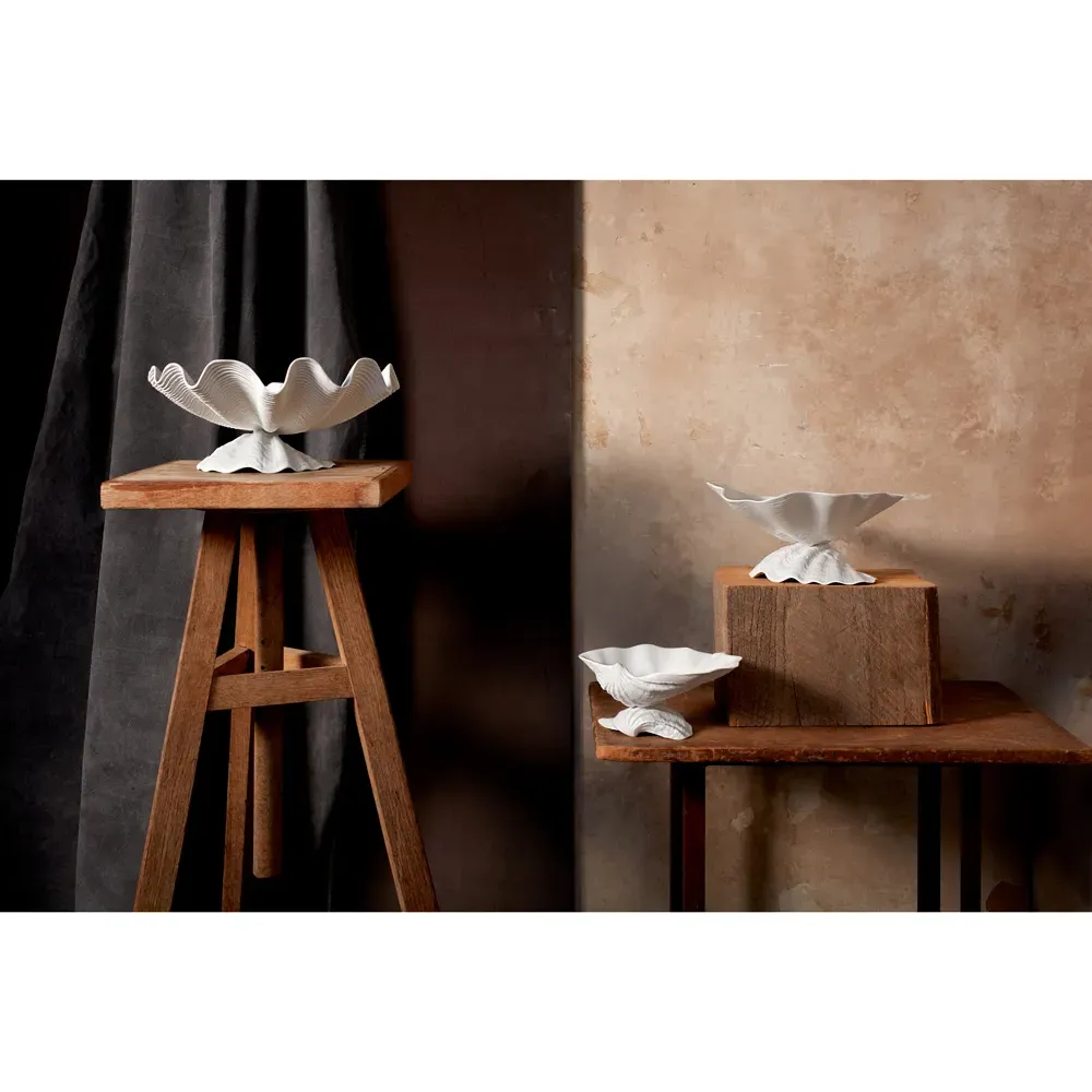 Neptune Large Footed Serving Bowl - White, Porcelain